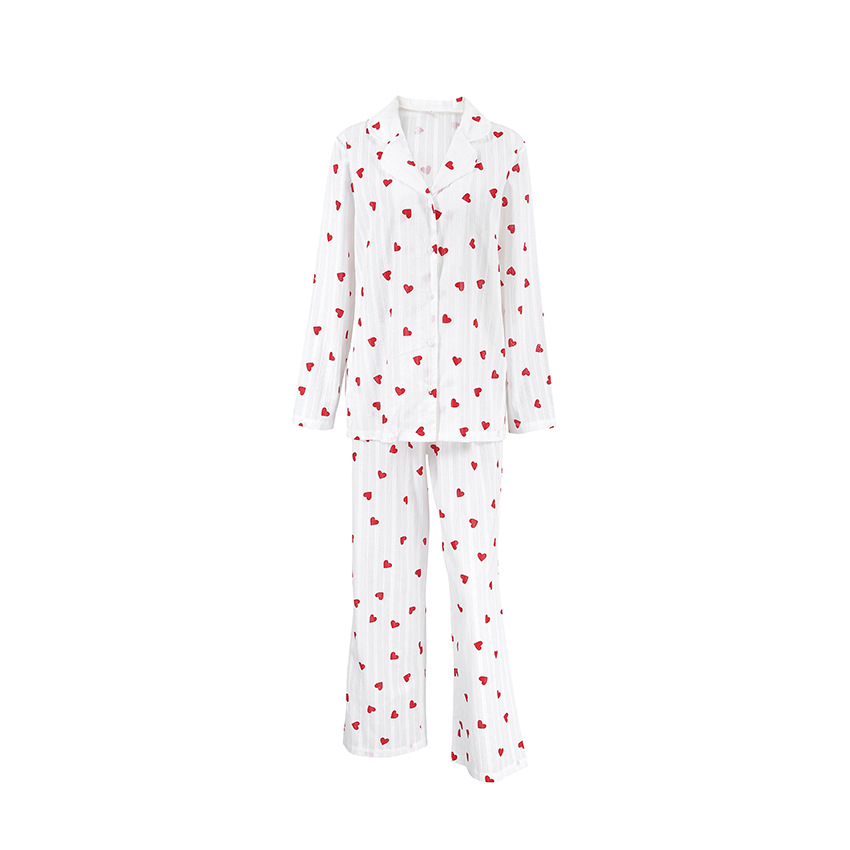 Home Women's Simple Style Heart Shape Cotton Pants Sets Pajama Sets display picture 14