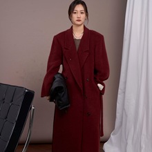 大连宣美~25年时髦精B备双面手缝羊毛大衣女士秋冬新款长款C-604