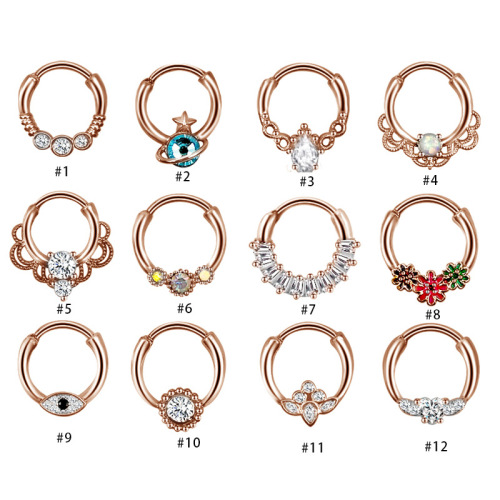 Amazon best-selling nose ring set, stainless steel with zirconia and abalone nose ring, European and American style nose piercing jewelry