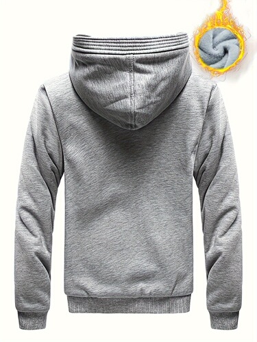 Zip up Slant Pockets Hooded Jacket Casual Thermal Long Cross-border