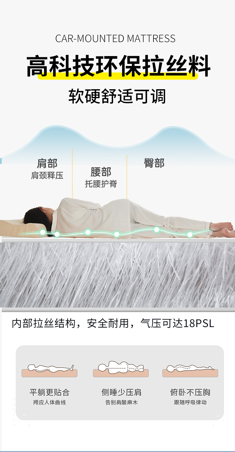 New Ideal I6 Brushed Car Air Mattress Sleeping Pad Rear Sleeping Artifact Travel Bed Camping Style Self-Driving Tour