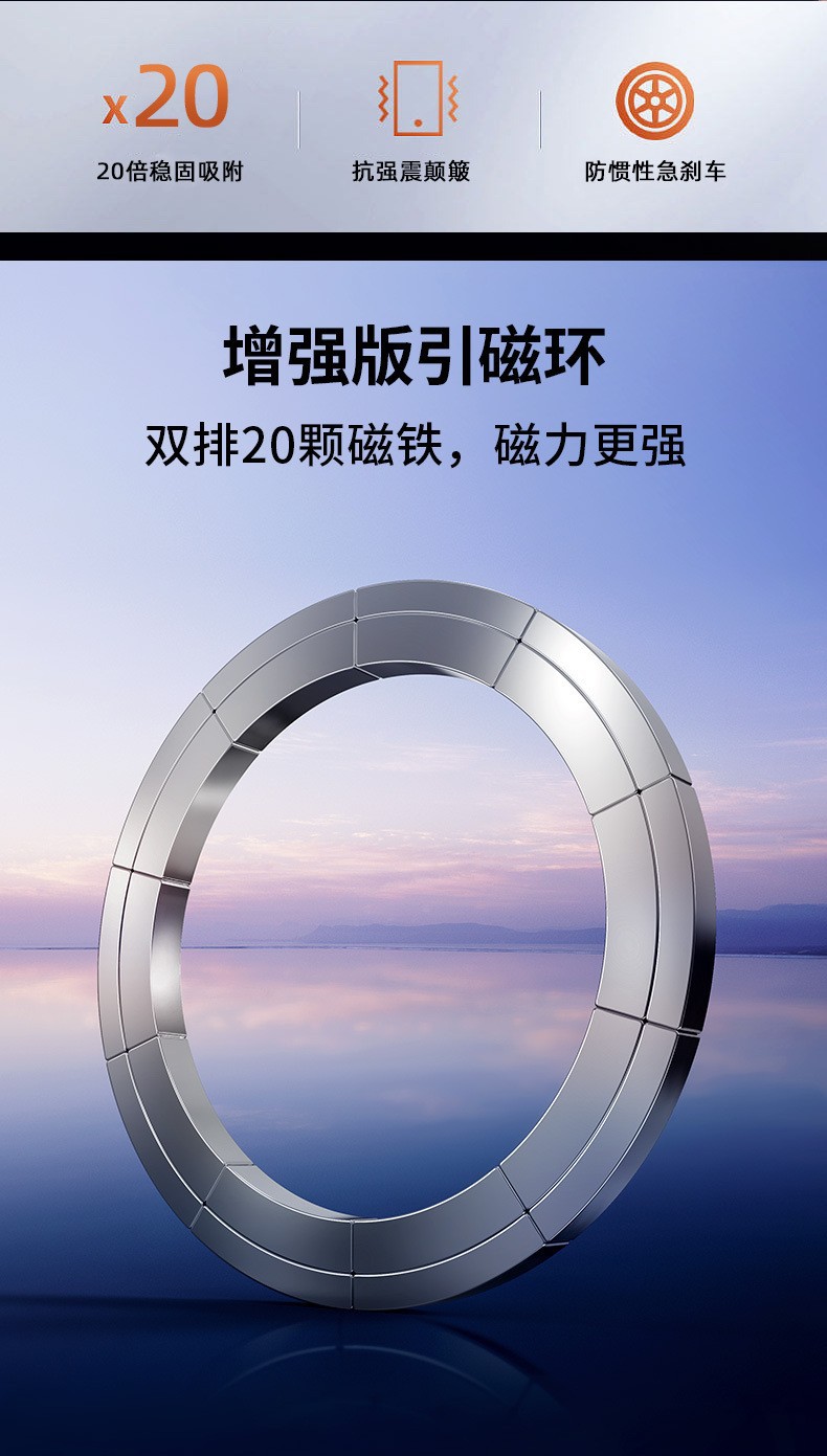 White Magsafe Magnetic Car Phone Holder with Adhesive Back Ring and Enhanced Magnets for Live Streaming