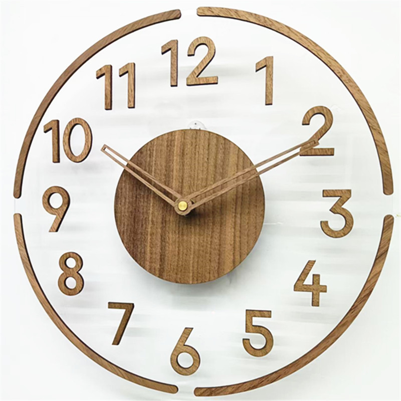 Reloj de pared acrílico moderno creativo transparente Walnut silencioso reloj minimalista reloj de moda digital al por mayor image 1