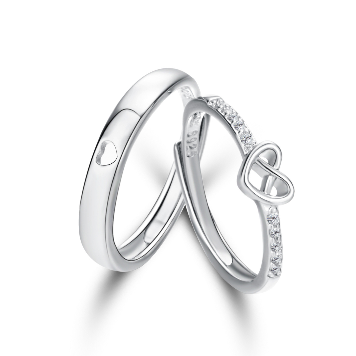 Elegant Classic Style Heart Shape Copper Zircon Open Rings In Bulk display picture 29