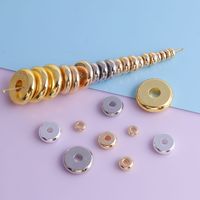 铜镀18K金色保色片车轮隔珠 光面隔片圆形散珠DIY手串项链串珠配