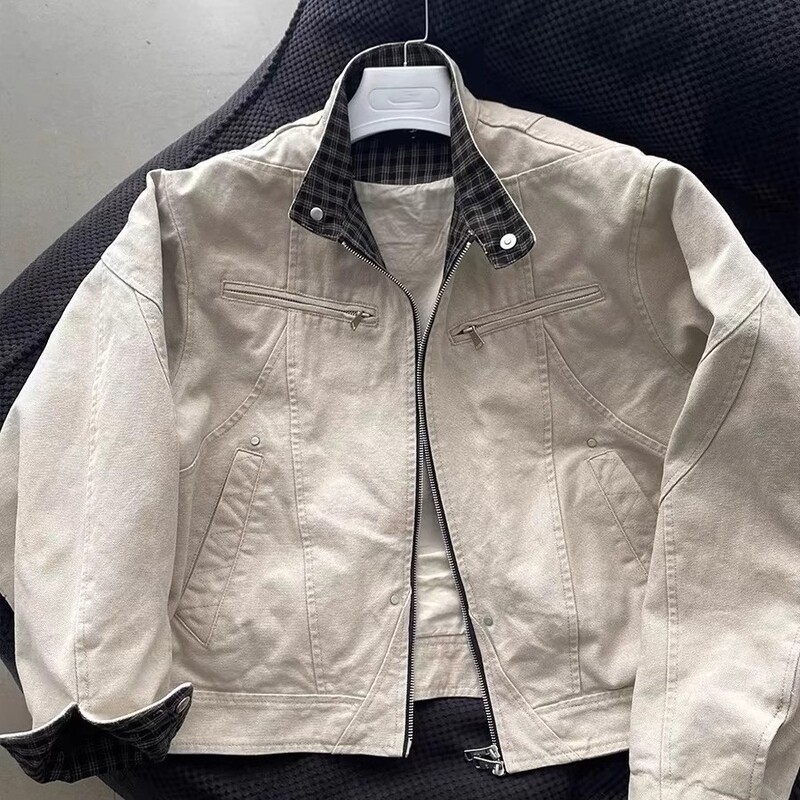 Iwtff Harrington Jacket Second Generation Cleanfit Heavyweight Washed Canvas Casual Stand Collar Short Wide Work Jacket