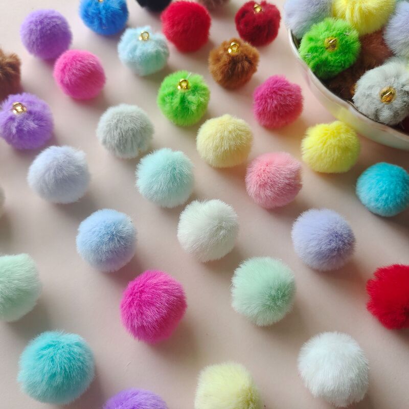 16mm Autumn and Winter Rabbit Fur Pom-Pom DIY Plush Pendant Beads Accessories Phone Chain Keychain