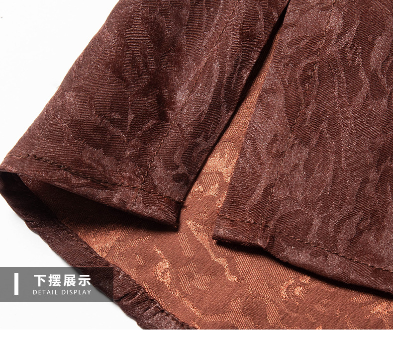 Áo sơ mi nam lụa tơ tằm Xiangyunsha tay ngắn kiểu mới — Nâu đậm 25181 chi tiết 18