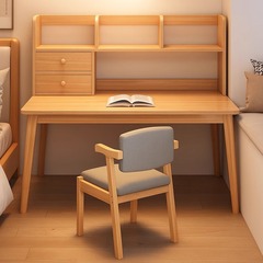 デスクと本棚一体型学生ホーム学習テーブル本棚付きシンプルモダンな壁コンピュータテーブル寝室デスク