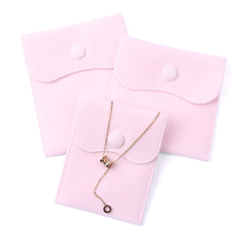 Bolsa de joyería con botón a presión de franela, bolsa de embalaje de joyería, bolsa de joyería, anillo, collar, colgante, bolsa de almacenamiento