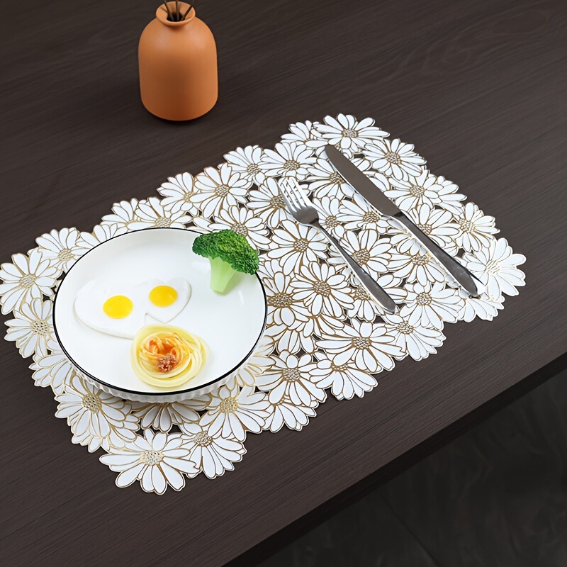 Outdoor Placemats Waterproof and Oil-Proof No-Wash High-End Creative Daisy Table Mats Insulation Mats Bowl Mats Coasters Small Table Mats