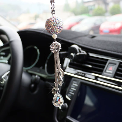 Crystal Diamond Ball interior pendant, Car hanging - transparent-color-four-leaf-clover-drop-drill-ab-color-round-drill-ball
