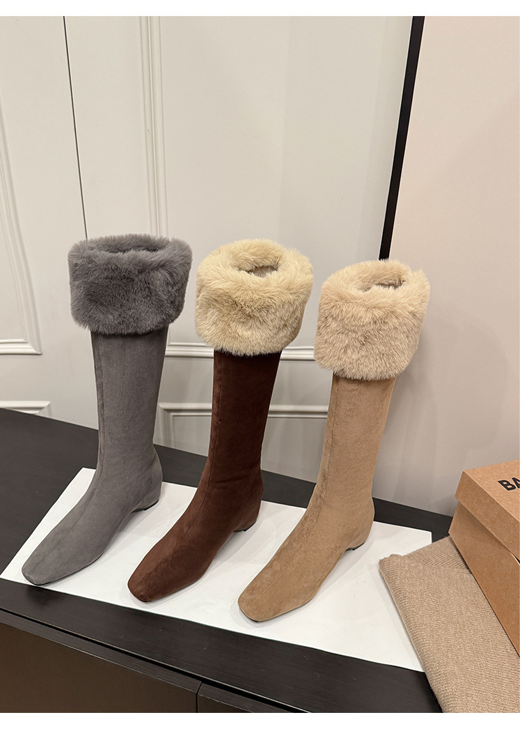 Boot tuyết nữ cổ cao lót lông cừu đế dày màu nâu — màu nâu chi tiết 28