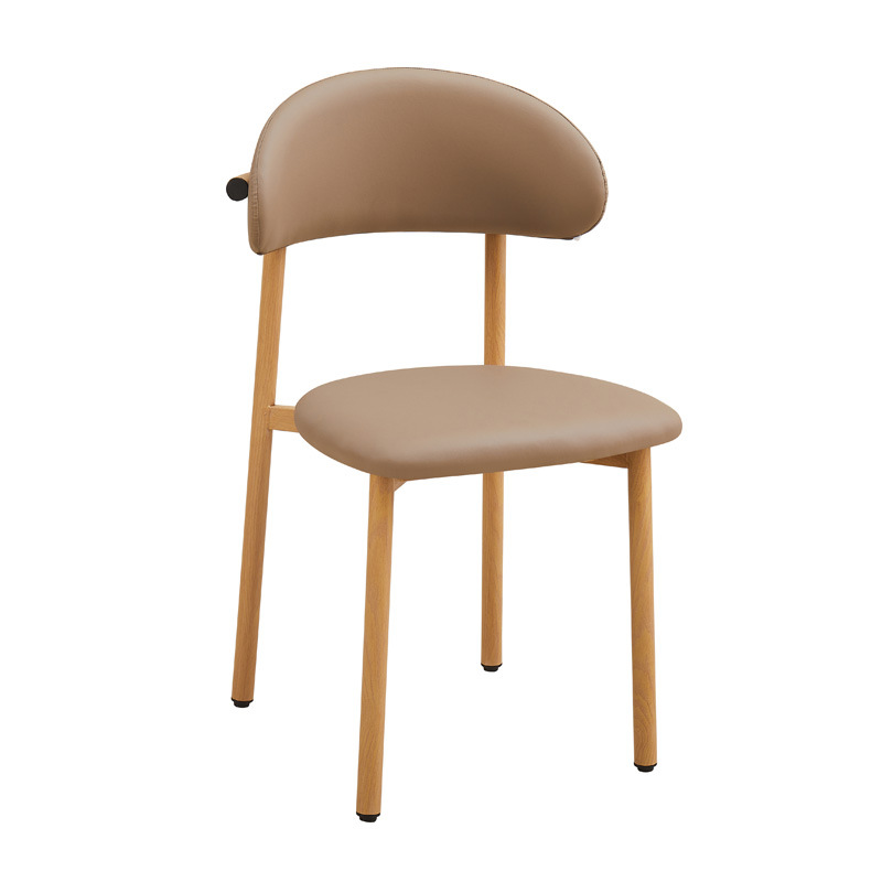 Silla de comedor de lujo ligero, cojín de cuero para el hogar, silla de ocio, silla de recepción de hotel, silla de banquete comercial, silla de comedor