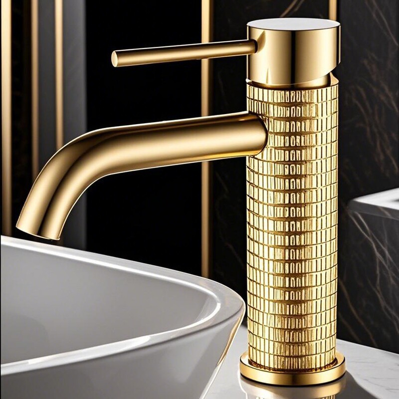 Cross-Border Foreign Trade Brushed Gold Brass Basin Faucet Hotel Bathroom Bathroom Cabinet Hot and Cold Basin Faucet Splash-Proof