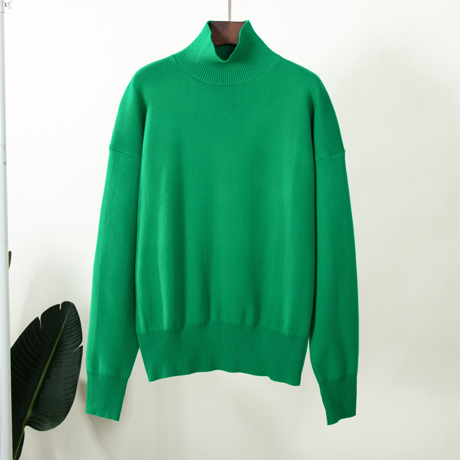 Suéter de punto con cuello medio alto, estilo europeo y americano, otoño e invierno 2025, moderno, versátil, holgado, cálido, elegante, estilo europeo y americano. image 9