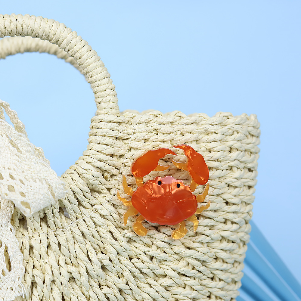 Stoving Varnish Design Cute Pin Crab Arylic Stoving Varnish Unisex Brooches