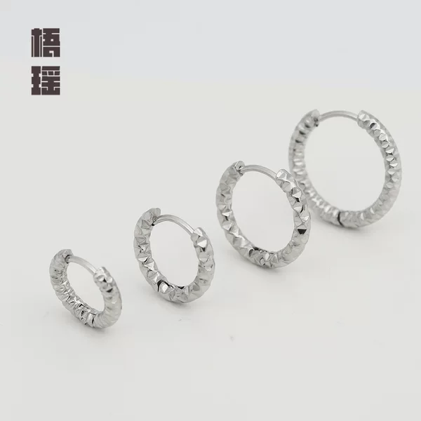 Ps1253 Cross-Border Stainless Steel Earrings Fashion Ear Cuffs for Women Minimalist Knot Embossed Hoop Earrings Versatile and Elegant