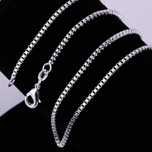 Wholesale foreign trade jewelry plated 925 silver 1mm box chain necklace with chain temu AliExpress explosions 40-60CM