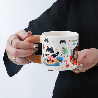 可爱马克杯卡通陶瓷杯子高颜值早餐杯办公室咖啡杯家用情侣对杯