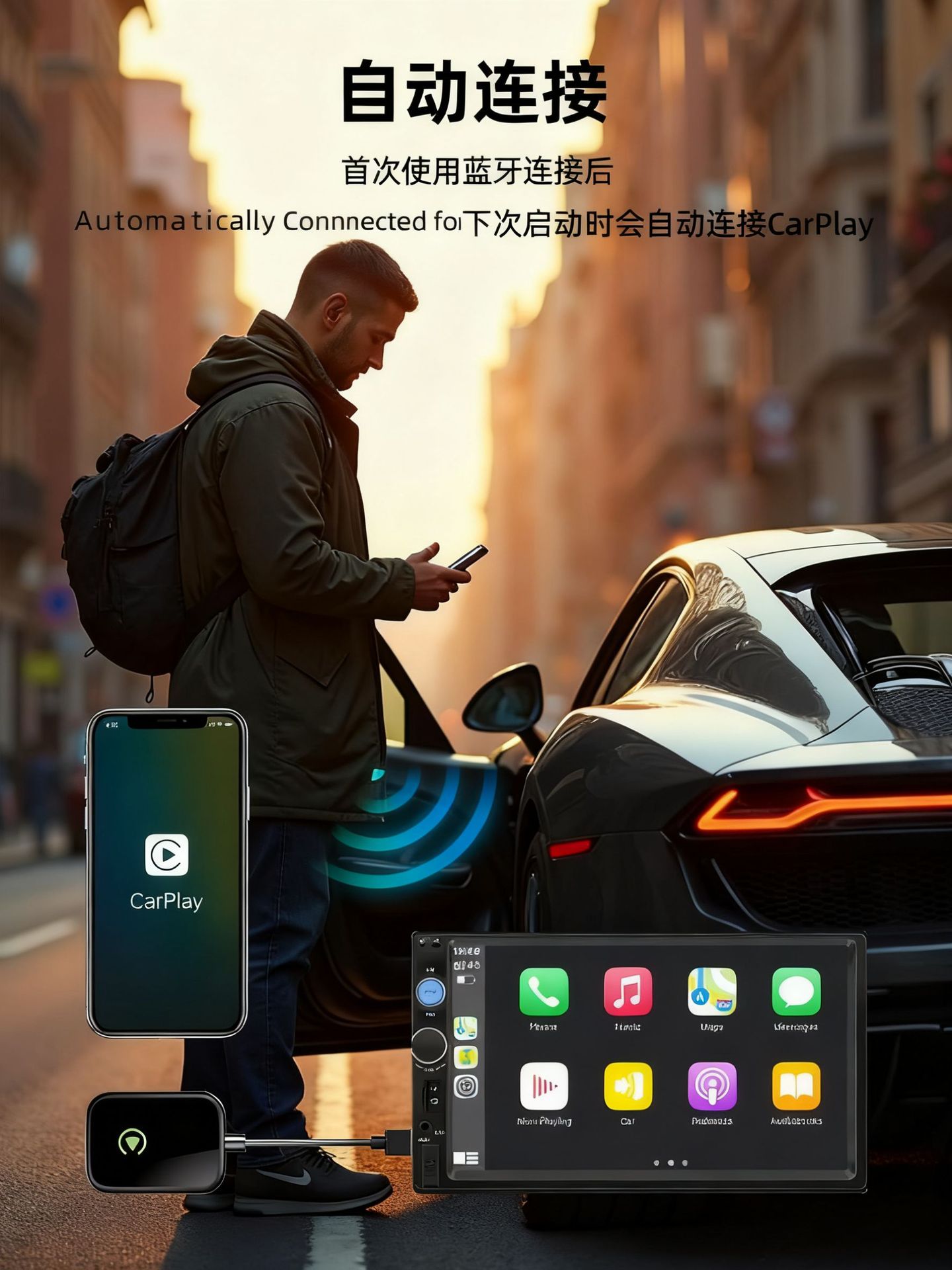 Wired Carplay Box Android Ios Dual System Compatible Car Bluetooth Adapter Interconnection Module for Car Use
