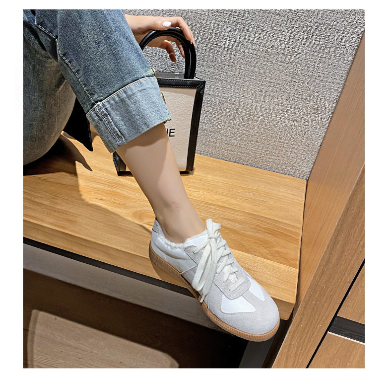 Giày sneaker nữ da thật cổ thấp phong cách tối giản, đế cao su chống trượt — V2 lót nhung, V2 một lớp bên trong chi tiết 20