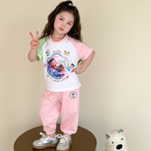 哪吒女童夏季短袖套装2025新款儿童运动时髦两件套宝宝纯棉衣服夏