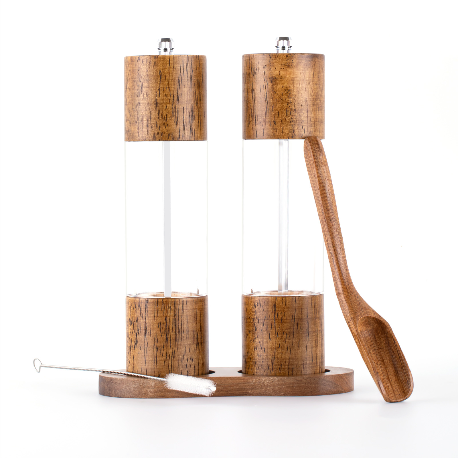 Molino de pimienta de madera núcleo cerámico manual acrílico polvo de pimienta sal marina molino multipropósito herramientas de cocina multipropósito para el hogar