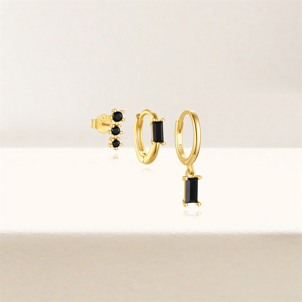 4g Weight 925 Sterling Silver Ear Needle Material Zircon Inlay Material Earrings Classification 1 Set Quantity Holiday, Daily Occasion 925 Sterling Silver Material Geometric Pattern Women's Gender Inlay Design Simple Style Style 1 Set 925 Sterling Silver Zircon Geometric Earrings 9