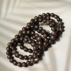 手串沉香 文萊沉香軟絲九分沉黑油老料沉香單圈素珠佛珠念珠車掛