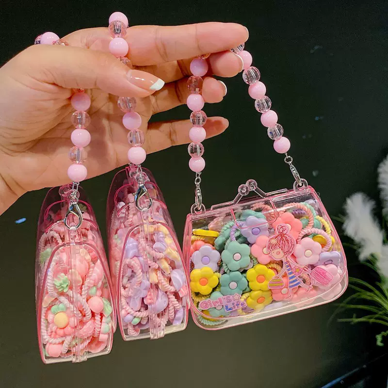 批发花朵卡通儿童发圈宝宝不伤发女童扎头发头绳橡皮筋发饰套盒装