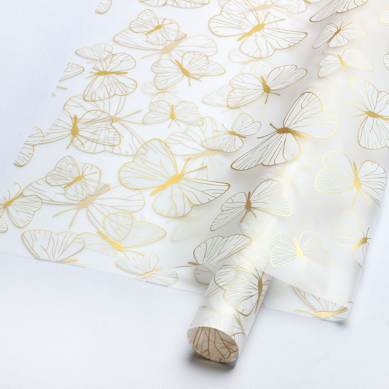 Flor de oro mariposa flor de papel de embalaje ramo diy regalo floral paquete floral flor flor floral floral floral florista papel de vidrio