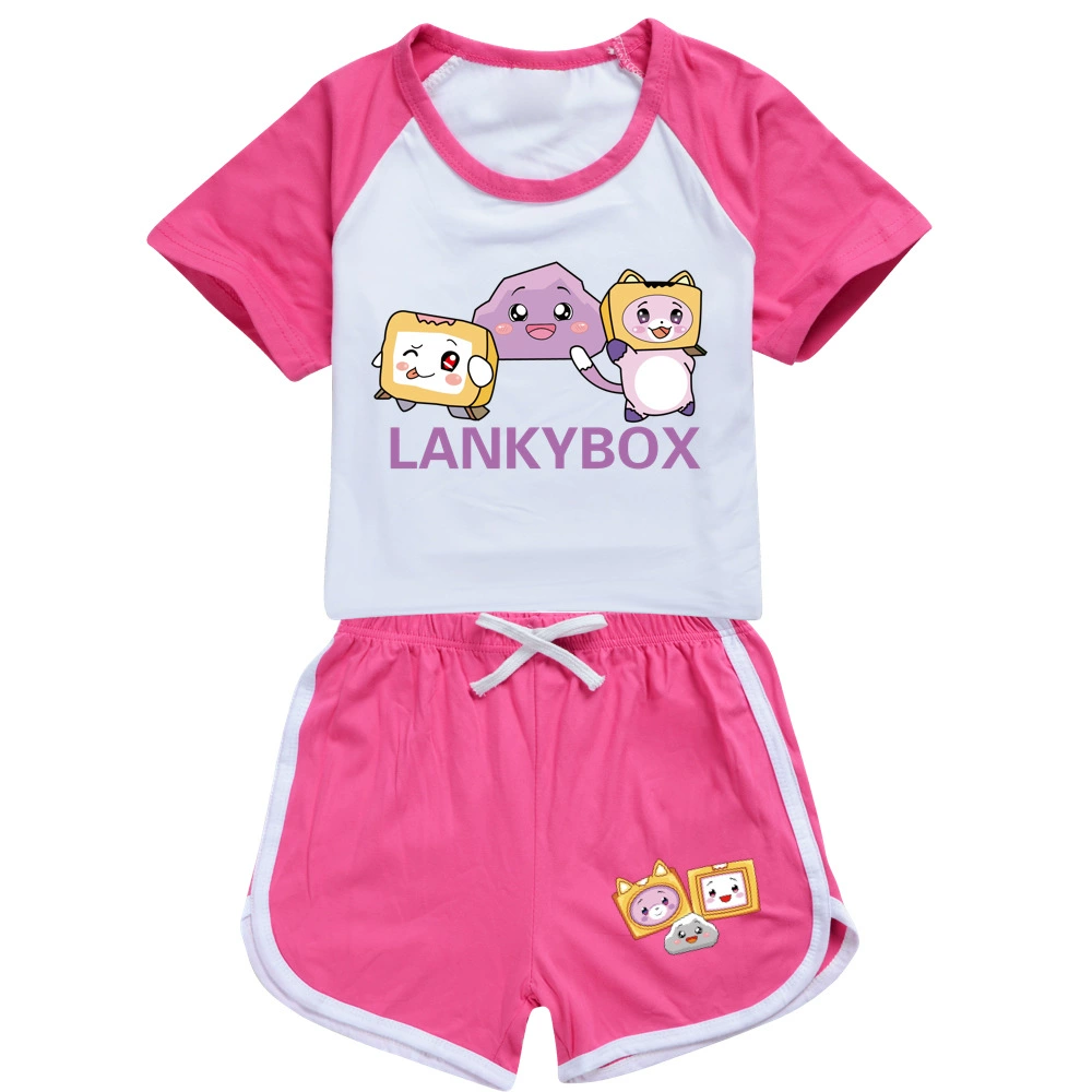 Children's Clothing Sets Kids Lankybox Costume Tracksuit Baby Girls Short Sleeve T-shirt + Shorts 2-pcs Sets Boys Outfits pajamas for newborn girl 