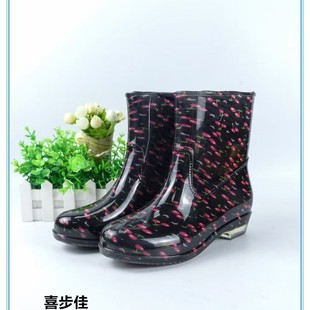 Xibujia ladies rain shoes labor protection work issued short tube waterproof non-slip wear-resistant crystal bottom fashion printed water shoes