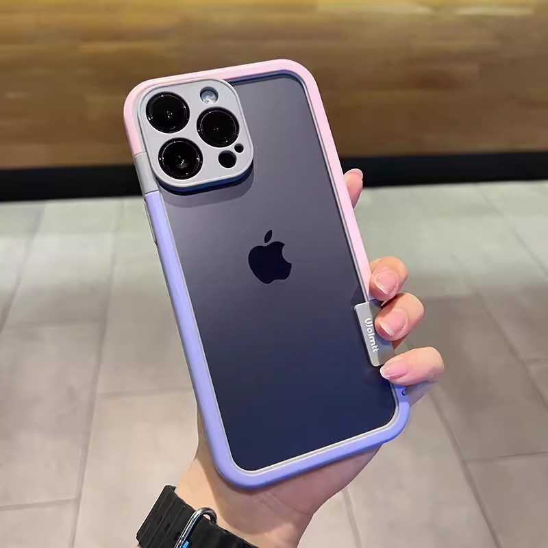 Marco de silicona de color de contraste simple para iPhone14ProMax funda para teléfono móvil 15 Apple 12 mujeres 13 nuevo X/XR