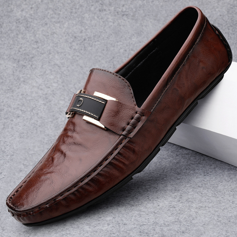 Zapatos de cuero para hombres, zapatos de negocios británicos, nuevos zapatos de negocios transpirables, zapatos casuales suaves, zapatos para hombres.