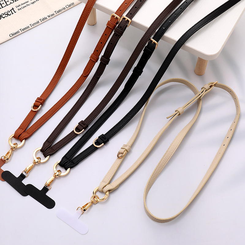 Niche Fashion Adjustable Anti-Lost Phone Pendant Simple Versatile Pu Leather Strap Phone Lanyard Keychain Strap