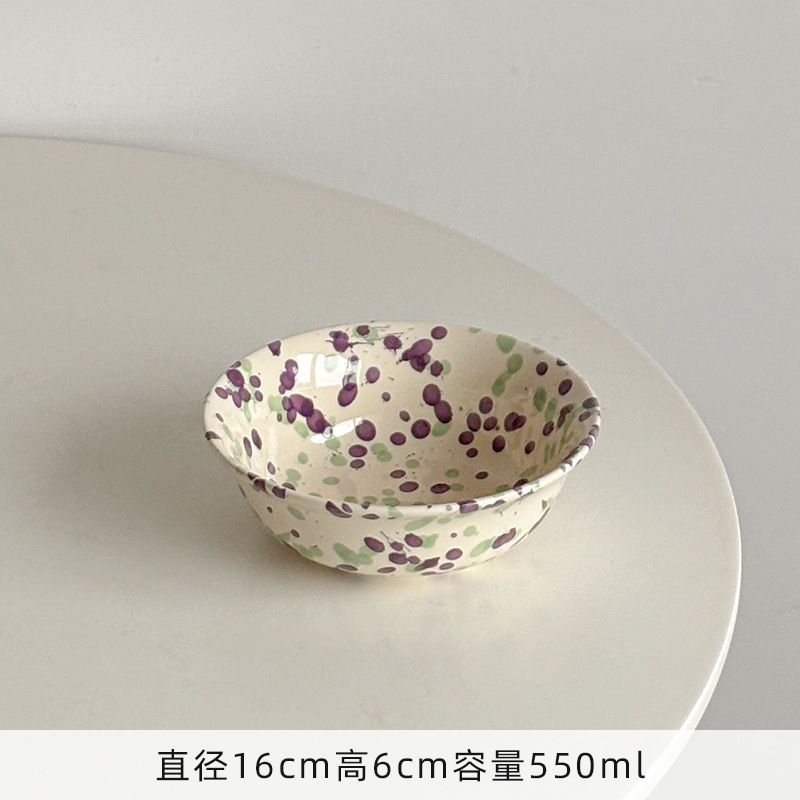 Mooney ins スプラッシュインクバブル釉下色食器ホームダイニングプレートライスサラダヨーグルトボウルディッシュプレート軽食浅いプレート|undefined