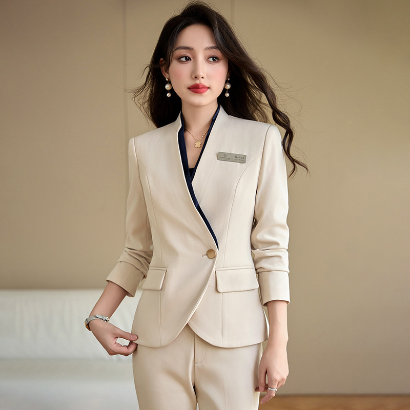 Suit suit Women's Business Wear Temperament Goddess Fan OL Commuter Dress Jewelry Store Front Desk Reception Work Clothes Spring and Autumn