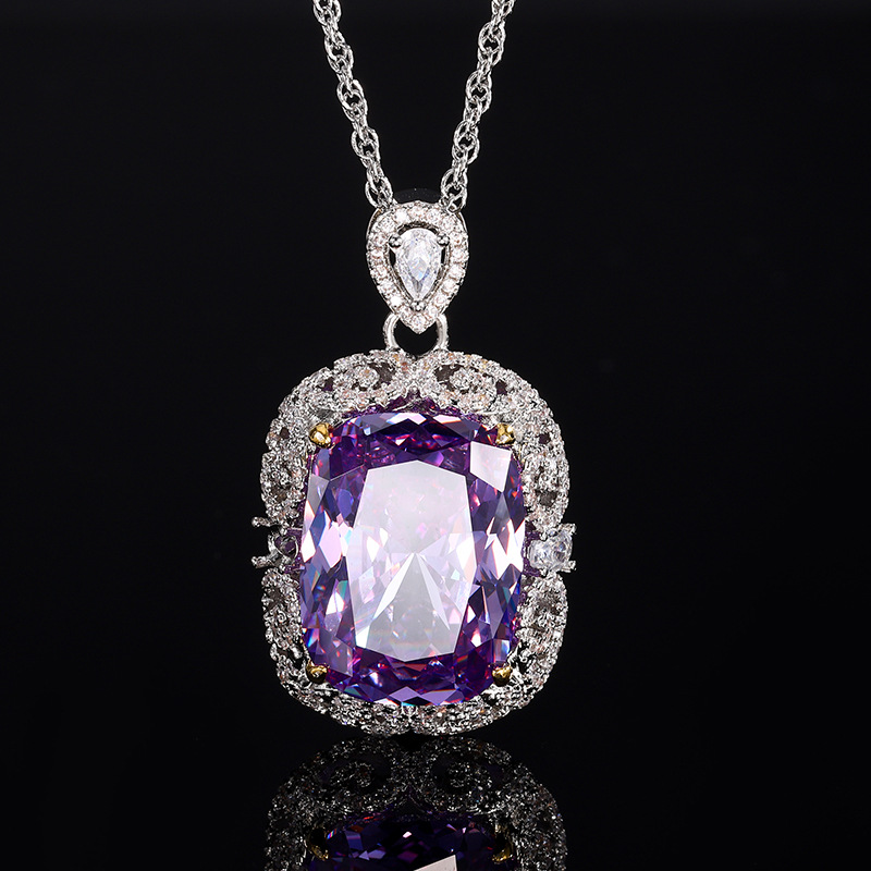 2024 nueva simulación de joyería Zhuang Shengsheng nido de pájaro cortado champán cambio temperamento azul traje cuadrado gordo piedra principal 15*20