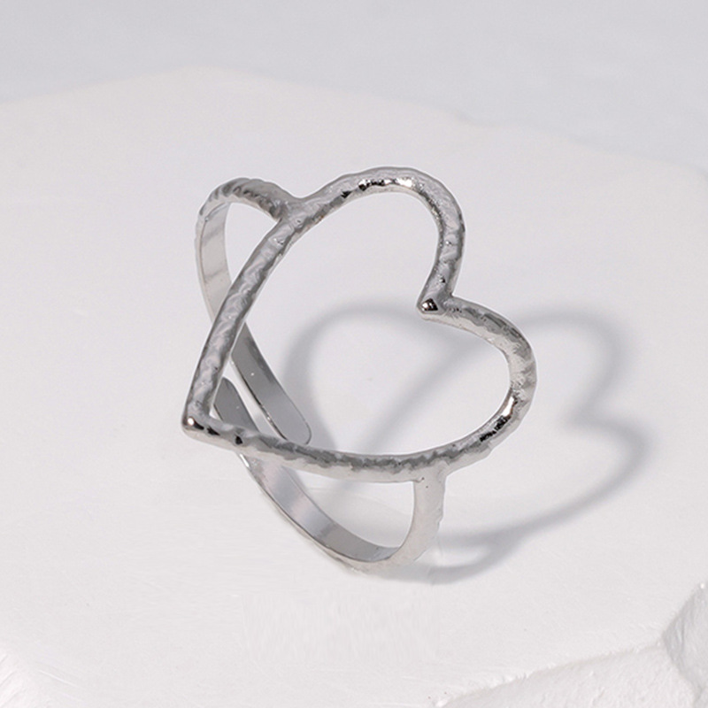 Sweet Heart Shape Stainless Steel Plating Hollow Out Open Ring display picture 5