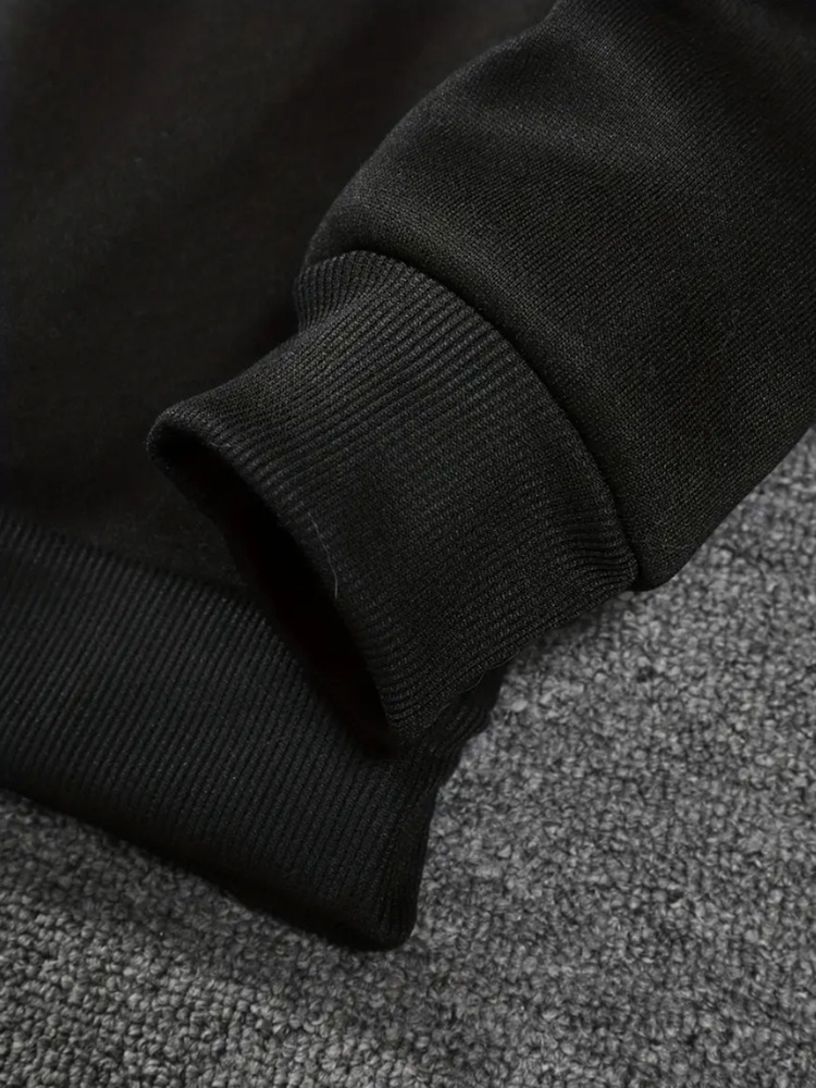 Men's Letter Print Hooded Tracksuit Set With Zip Up Top And Pants_voghion.com