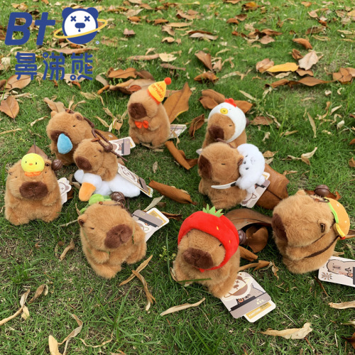 Official Snot Bear Capybara Plush Doll, Mieleid Hairpin Keychain Toy, Schoolbag Ornament, Female