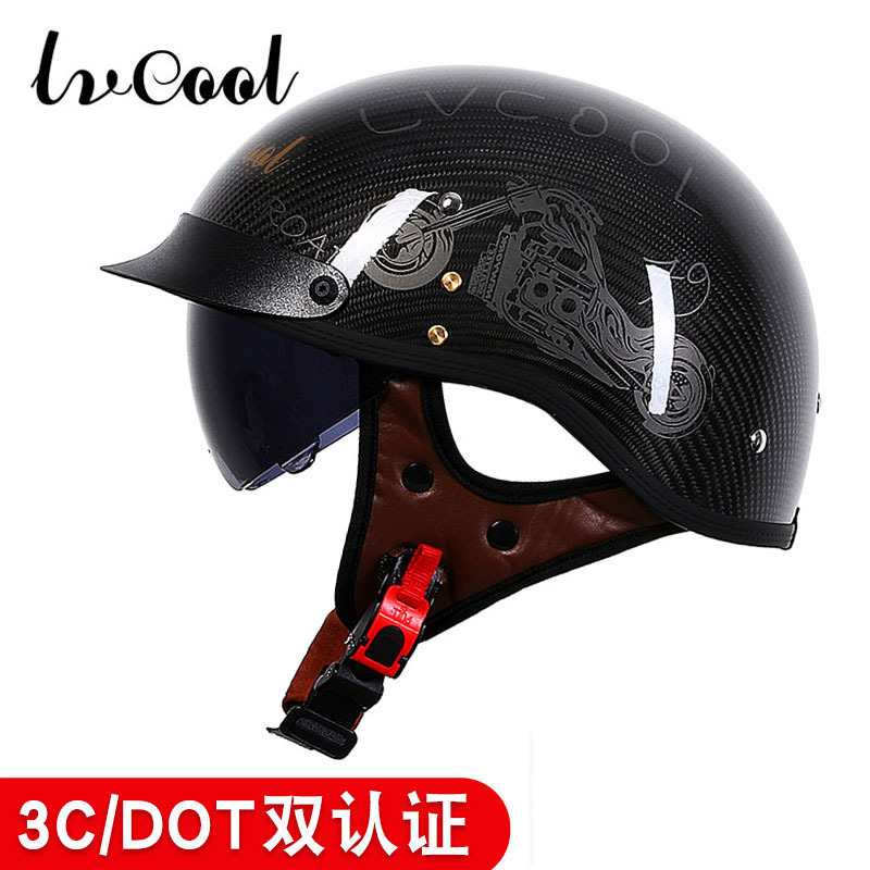 Casco de fibra de carbono certificado 3c personalizado fábrica OEM retro medio casco de motocicleta casco de seguridad motocicleta casco de pala de motocicleta