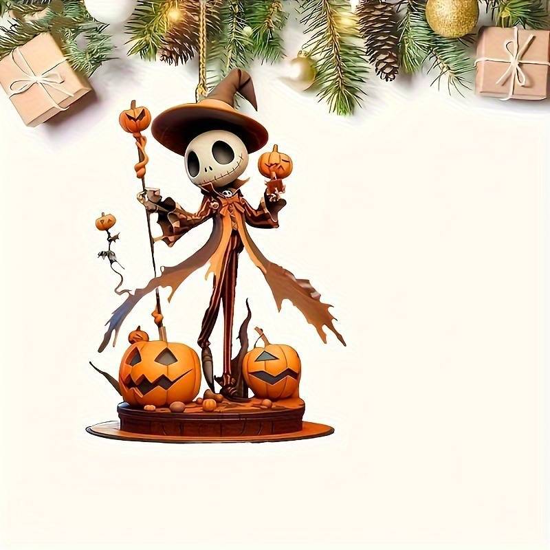 Nuevo acrílico transfronterizo calabaza esqueleto hombre decoración colgante plano espejo retrovisor colgante fiesta de Halloween