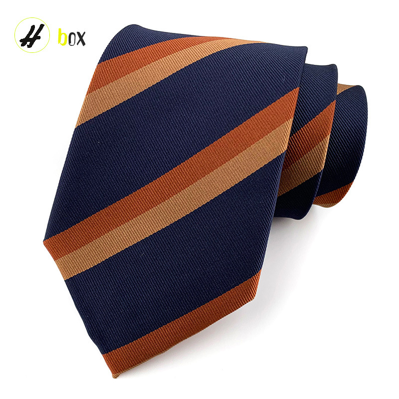 8cm mano corbata de poliéster de los hombres teñidos de hilo de rayas de desgaste formal profesional traje de negocios accesorios de fábrica en stock al por mayor