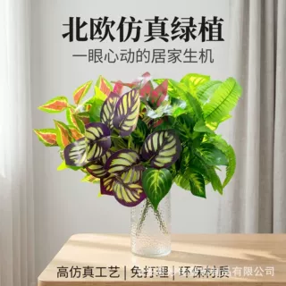 仿真植物绿萝室内外装饰假绿植假花草红掌波斯叶绿植墙插花摆件