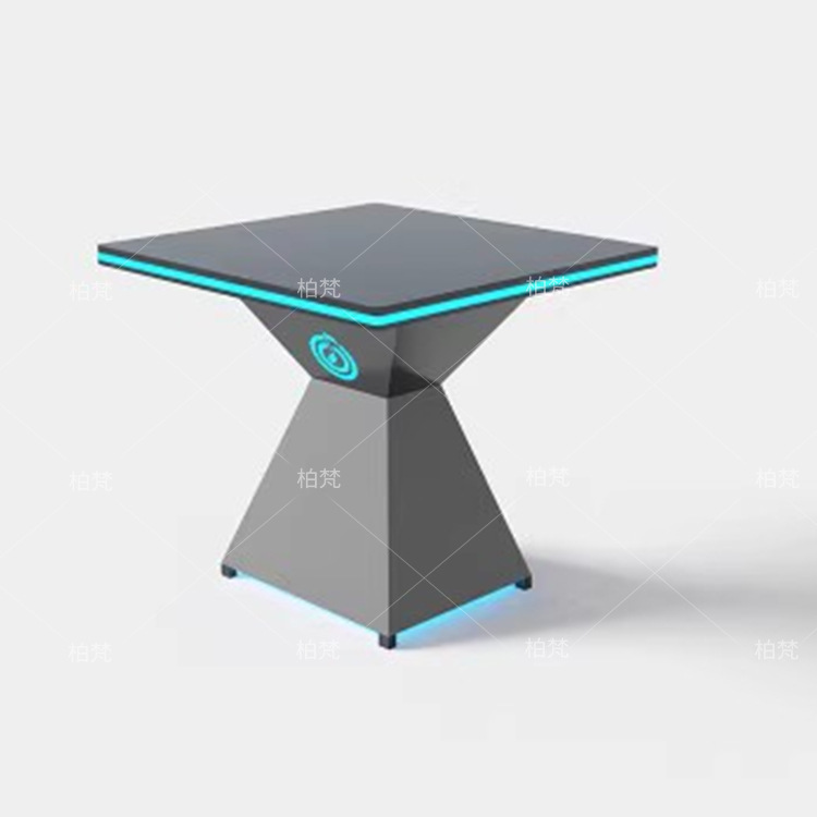 80 * 80 vidrio templado de mesa + cinturón de luz + zócalo de acero