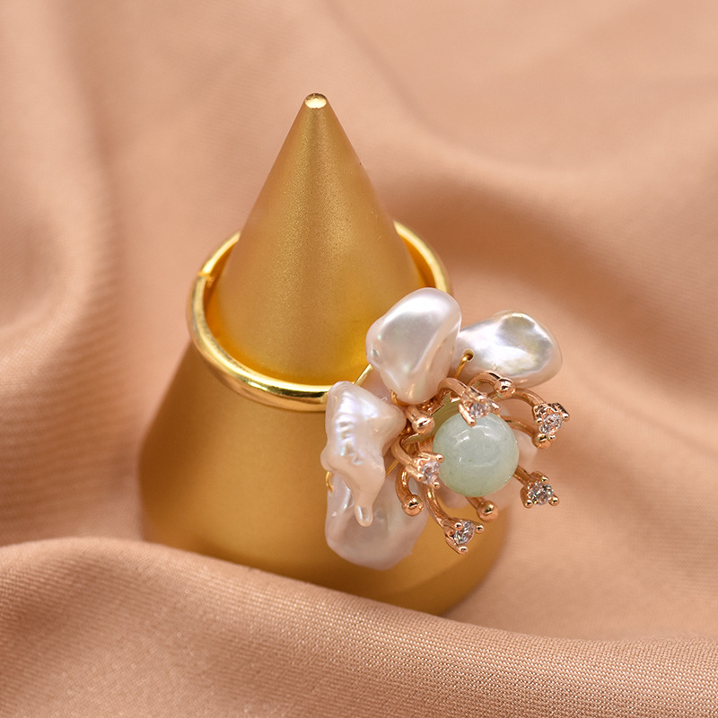 XlentAg 925 plata esterlina natural anillo de flores barrocas estilo nacional simple anillo ajustable anillo de cola para mujeres