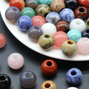 1272-natural crystal semi-precious stone large hole beads diameter 16mm aperture 5mm large hole beads diy large hole Stone accessories